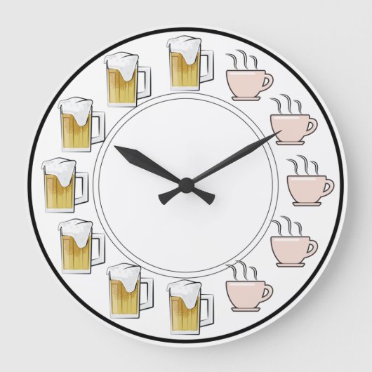 Funny Beer & Coffee Clock  Große Wanduhr (Vorderseite)