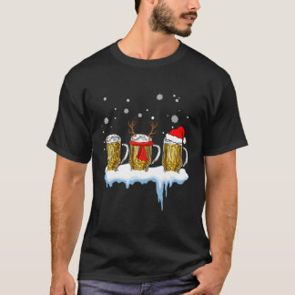 Funny Beer Deer Weihnachtsmannmütze Weihnachtsgesc T-Shirt