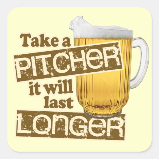 Funny Beer Drink Spaß Quadratischer Aufkleber (Vorderseite)