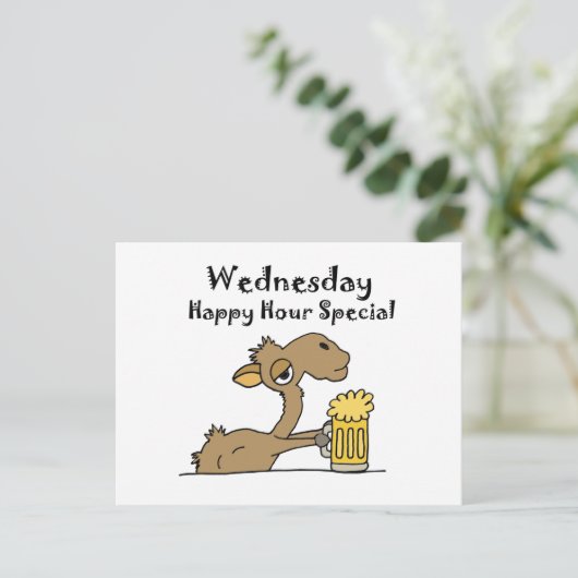 Funny Beer Drinking Camel Postkarte (Stehend Vorderseite)