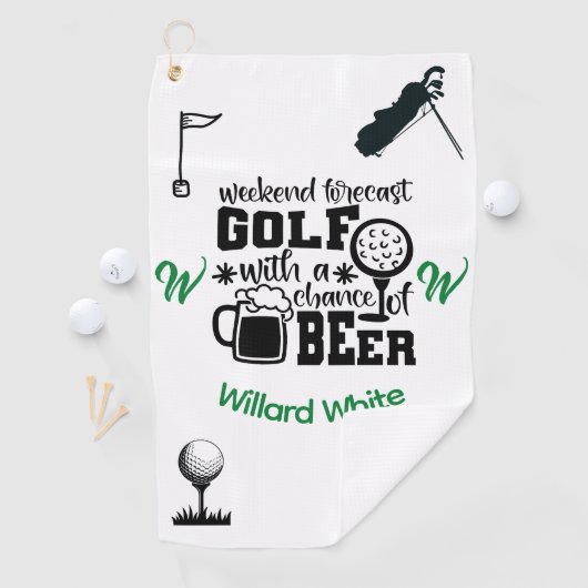 Funny Beer Drinking Monogram mit der Bezeichnung Golfhandtuch (Insitu)