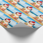 Funny Beer Drinks Weihnachtsgenom am Strand Geschenkpapier (Ecke)