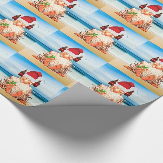 Funny Beer Drinks Weihnachtsgenom am Strand Geschenkpapier (Ecke)