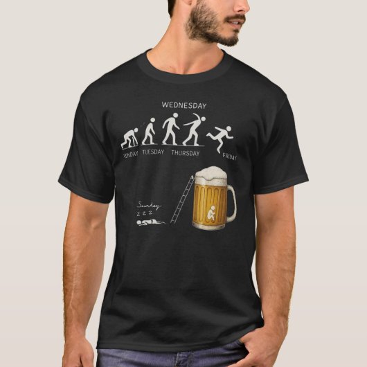 Funny Beer Evolution Workweek Drinking Humor  T-Shirt (Vorderseite)