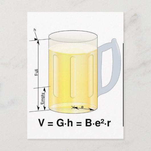 Funny Beer Formel/Gleichung Postkarte (Vorderseite)