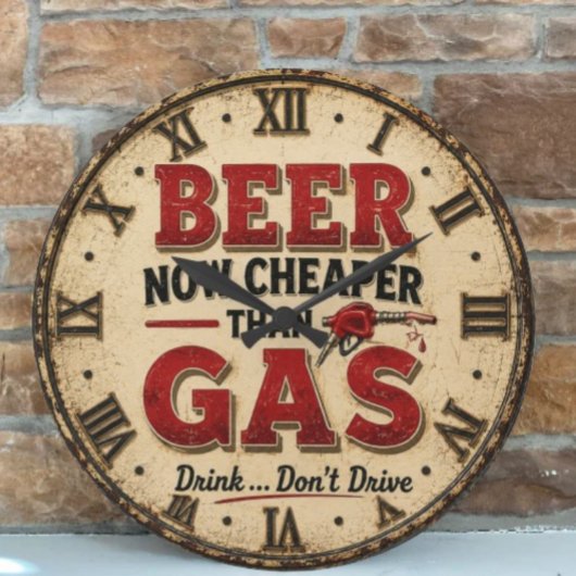 Funny Beer Garage Decor Große Wanduhr