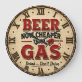 Funny Beer Garage Decor Große Wanduhr (Vorderseite)