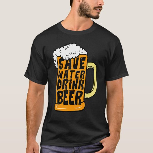 Funny Beer Glass Drink Rett Water Drink Bier T-Shirt (Vorderseite)