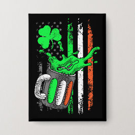 Funny Beer Irish Flag Button