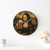 Funny Beer Mona Lisa Große Wanduhr (Zuhause)