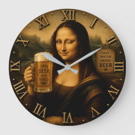 Funny Beer Mona Lisa Große Wanduhr