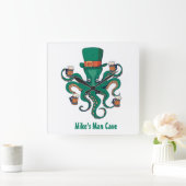 Funny Beer Octopus| Dein Vorname Man Cap Quadratische Wanduhr (Zuhause)