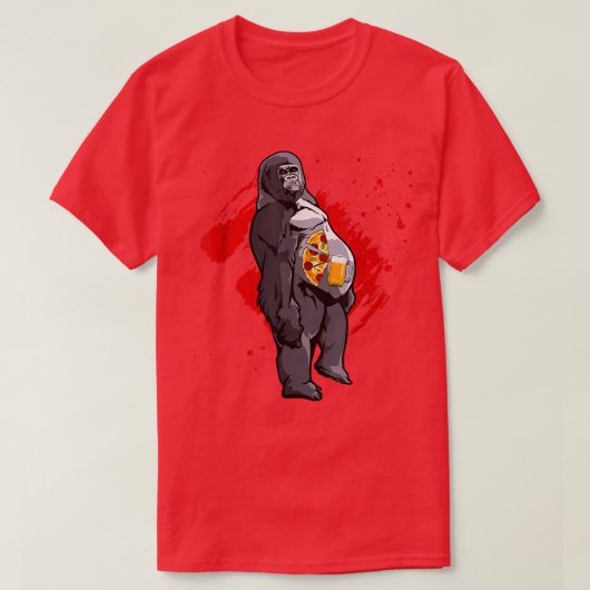 Funny Beer Pizza Monkey T-Shirt (Design vorne)