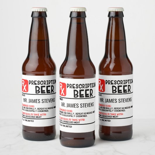 Funny Beer Prescript Personalisierter Name Bierflaschenetikett (Flaschen)