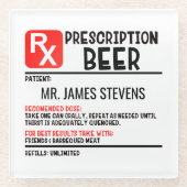 Funny Beer Prescript Personalisierter Name Glasuntersetzer (Vorderseite)