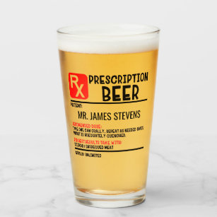 Funny Beer Prescription Personalisiert Name Beer Glas