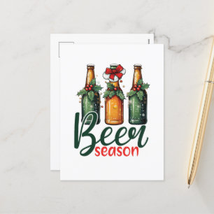 Funny Beer Season Wortart Bar Feiertagspostkarte