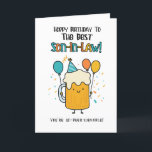 Funny Beer Son-in-Law Card - Birthday Cheers Spaß Dankeskarte<br><div class="desc">Heben Sie Ihrem Schwiegersohn ein Glas mit dieser kühnen und blubbelnden Geburtstagskarte! Mit einer lächelnden Cartoon-Bierkneipe-Tasse,  die Ballons hält und einen Party-Hut rockt,  ist dieses Design die perfekte Mischung aus Spaß und Feier. Ideal für Schwestern,  die ein gutes Lachen und ein kaltes Getränk Liebe. Sage "jubelt" den sarkastischen Weg!</div>