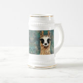 Funny Beer Stein mit Curious Llama Bierglas (VorderseiteRechts)