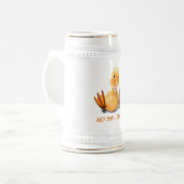 Funny Beer Stein mit Playful Duck - Chef Bierglas (Vorderseite Links)