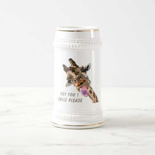 Funny Beer Stein mit spielerischer Giraffe - Läche Bierglas (Mittel)