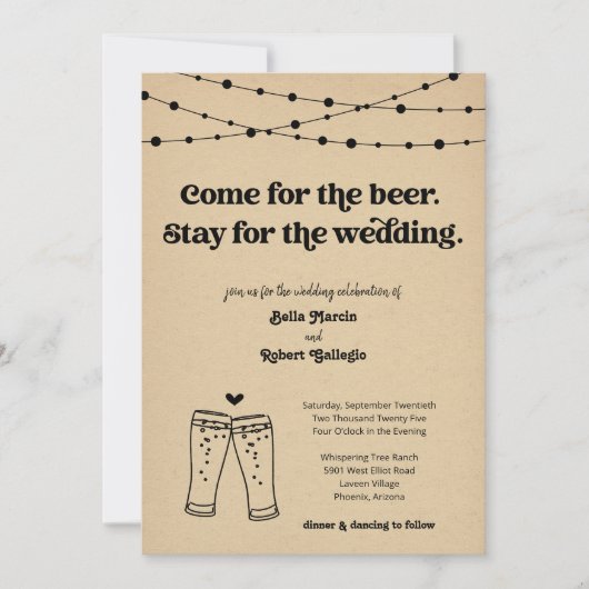 Funny Beer Theme Wedding Einladung (Vorderseite)
