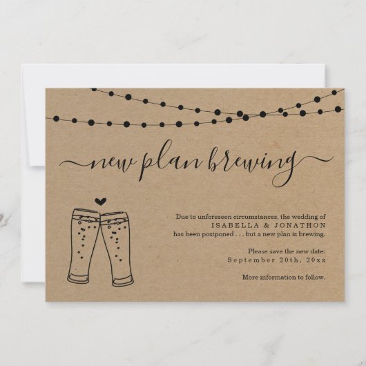 Funny Beer Wedding Postponement Ankündigung (Vorderseite)