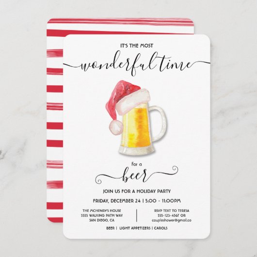 Funny Beer Weihnachtsfeier Einladung (Vorne/Hinten)