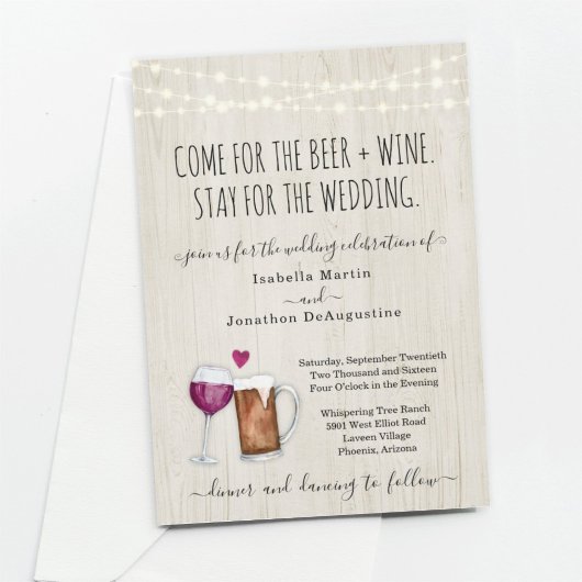 Funny Beer & Wine Thema Hochzeit Einladung