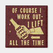 Funny Beer Work Out Spaß mit Brown Stout Bubbles Magnet (Vorne)