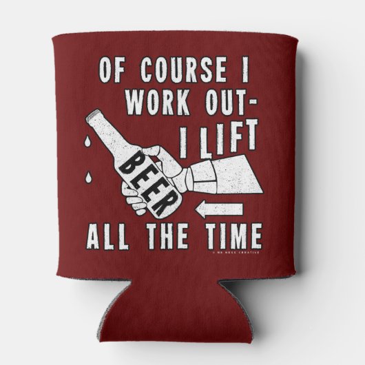 Funny Beer Work Out Spaß on Red Dosenkühler (Rückseite)