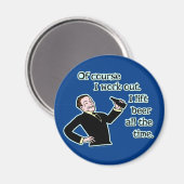 Funny Beer Work Out Spaß Retro Version 2 Magnet (Vorderseite/Rückseite)