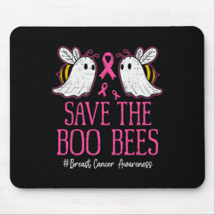 Funny Bees Ghost Boo Breast Cancer Awareness Pink Mousepad