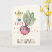 Funny Beet Birthday Card – Turn Up the Beet Karte (Gelbe Blume)