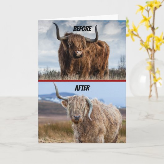 Funny Before and After Fotos Wildes und Crazy Part Karte (Gelbe Blume)