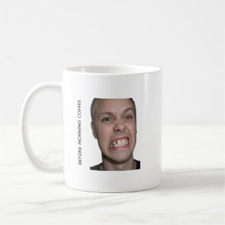 Funny Before and After Morning Coffee Meme Mug Kaffeetasse