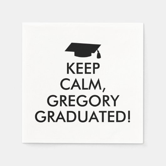 Funny Behalten Calm Napkins Graduation Cap Ihr Nam Serviette (Vorderseite)