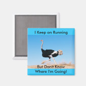 Funny Behielt auf Running Ostrich Foto Magnet (Vorderseite/Rückseite)