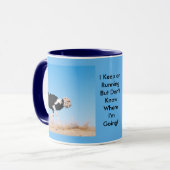 Funny Behielt auf Running Ostrich Foto Tasse (Vorderseite Links)