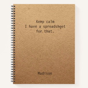 Funny Behielt Calm Spreadsheet Personalisiert Offi Notizblock
