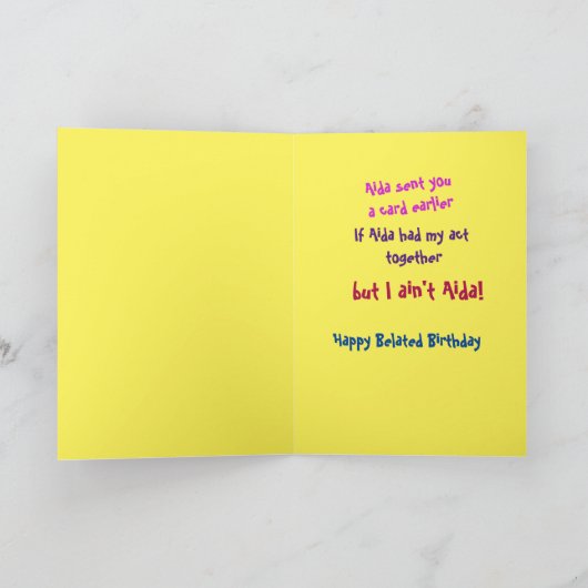 Funny Belated Birthday Card Knock Knock Jock Karte (Innenseite)