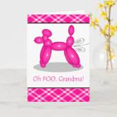 Funny Belated Birthday for Oma, Poodle Furz Karte (Gelbe Blume)