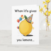 Funny Belated Birthday Message: Lemon Theme Karte (Gelbe Blume)