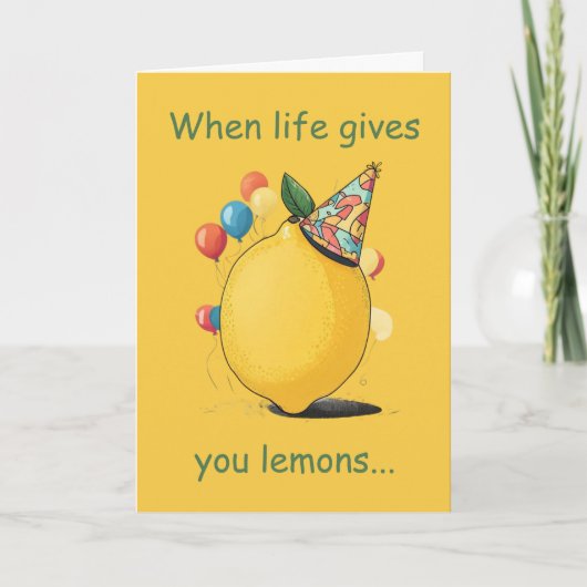 Funny Belated Birthday Message: Lemon Theme Karte (Vorderseite)