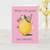 Funny Belated Birthday Message: Lemon Theme Karte (Gelbe Blume)