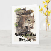 Funny Belated Birthday Squirrel Animal Card Karte (Gelbe Blume)