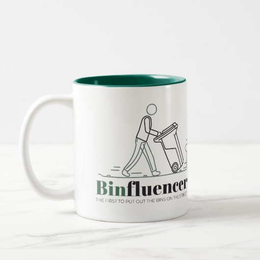 Funny benachbarten Geschenk Wheelie Bin Person Zweifarbige Tasse (Links)