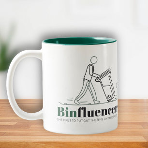 Funny benachbarten Geschenk Wheelie Bin Person Zweifarbige Tasse