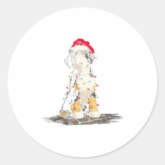 Funny Bernedoodle Christmas Graphics Dog Lights Lo Runder Aufkleber (Vorderseite)