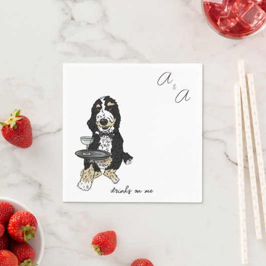 Funny Bernedoodle Cocktail Serviette (Beispiel)